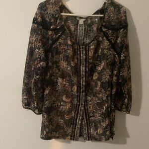 Cato Floral Patterned Skirt - Black and Brown